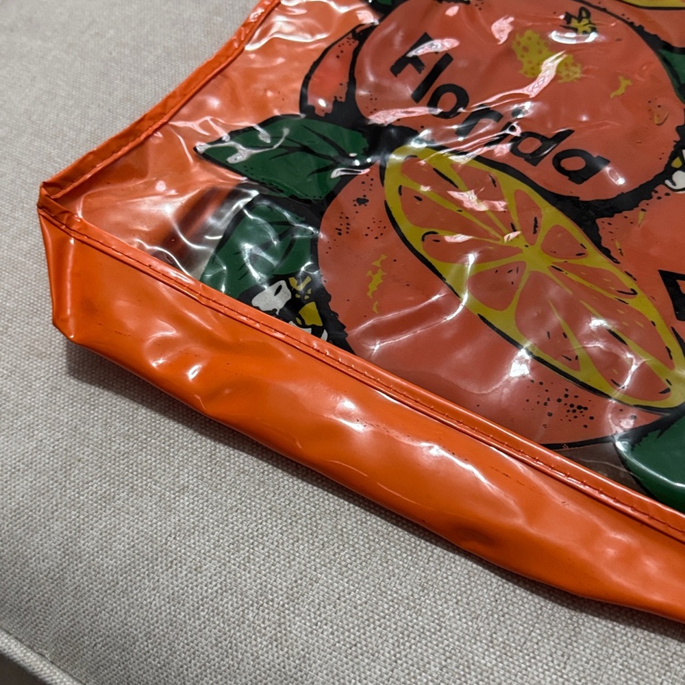Vntg Florida Tourist Bag-Clear/Orange/Citrus Double Sided Logo-Hand Carry Strap - Picture 12 of 13